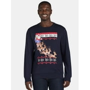 HOLIDAY TIME Rudolph Men's & Big Men's Ugly Christmas Guide My Sleigh Light Up Sweatshirt, Sizes S-3XL