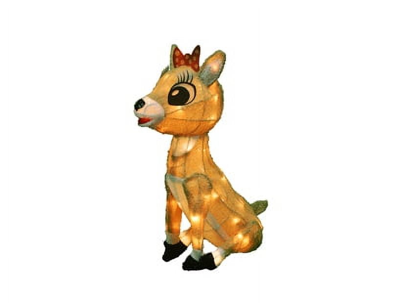 24" Pre-lit Rudolph Sitting Clarice with White LED Lights