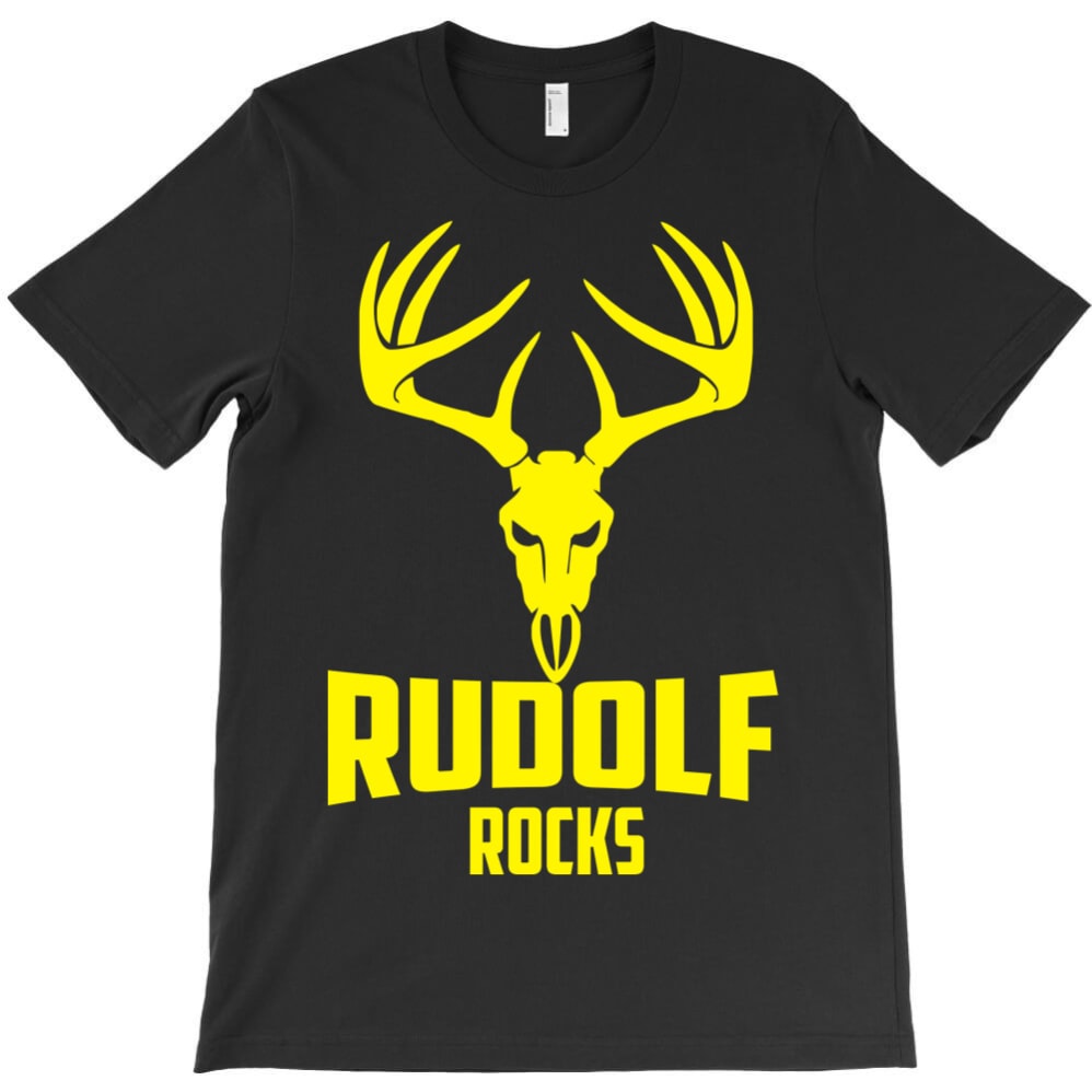 Rudolph Rocks Funny Christmas Holiday Reindeer Graphic T-Shirt ...