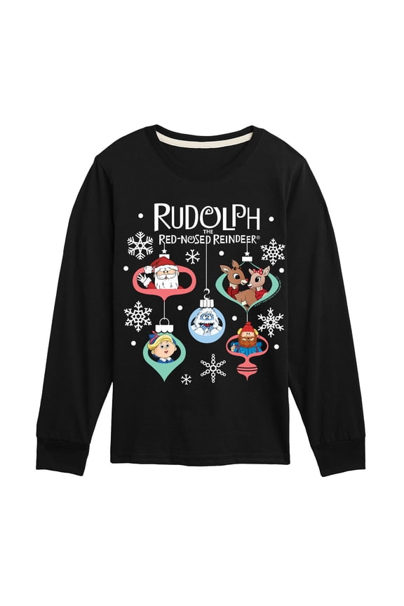 - Rudolph Ornaments - Youth Long Sleeve Graphic T-Shirt