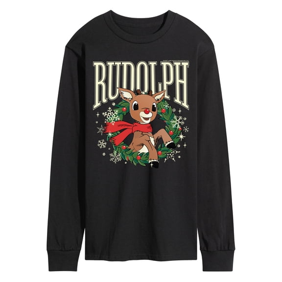 Rudolph - Rudolph Wreath Collegiate - Men's Long Sleeve Graphic T-Shirt