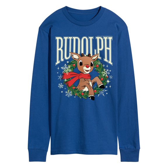 Rudolph - Rudolph Wreath Collegiate - Men's Long Sleeve Graphic T-Shirt