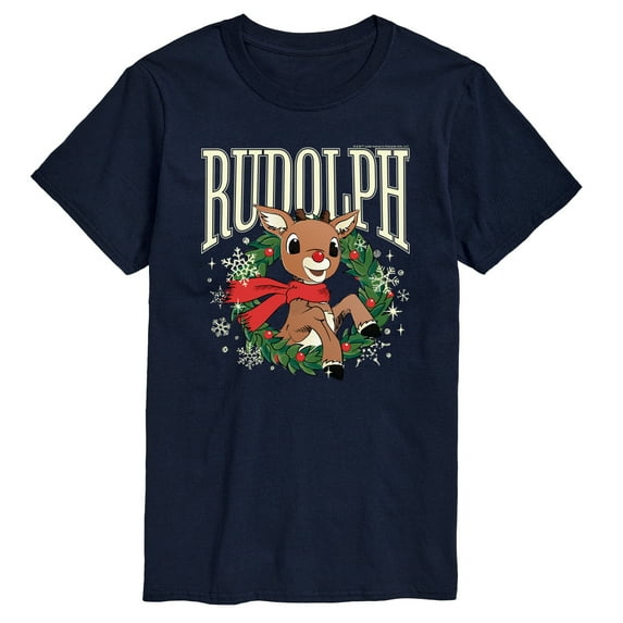 Rudolph - Rudolph Wreath Collegiate - Men's Short Sleeve Graphic T-Shirt