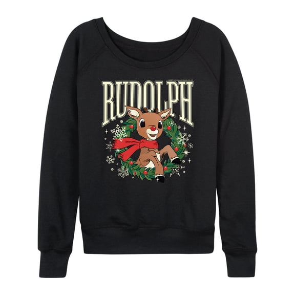Rudolph - Rudolph Wreath Collegiate - Women's French Terry Long Sleeve Pullover