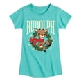 thumbnail image 1 of Rudolph - Rudolph Wreath Collegiate - Youth Girls Short Sleeve T-Shirt, 1 of 4
