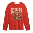 thumbnail image 1 of Rudolph - Rudolph Wreath Collegiate - Youth Long Sleeve Graphic T-Shirt, 1 of 4