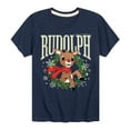 thumbnail image 1 of Rudolph - Rudolph Wreath Collegiate - Youth Short Sleeve Graphic T-Shirt, 1 of 4