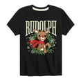 thumbnail image 1 of Rudolph - Rudolph Wreath Collegiate - Youth Short Sleeve Graphic T-Shirt, 1 of 4