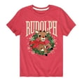 thumbnail image 1 of Rudolph - Rudolph Wreath Collegiate - Youth Short Sleeve Graphic T-Shirt, 1 of 4