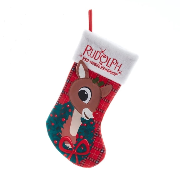 Rudolph The Red Nose Reindeer Applique Head Stocking