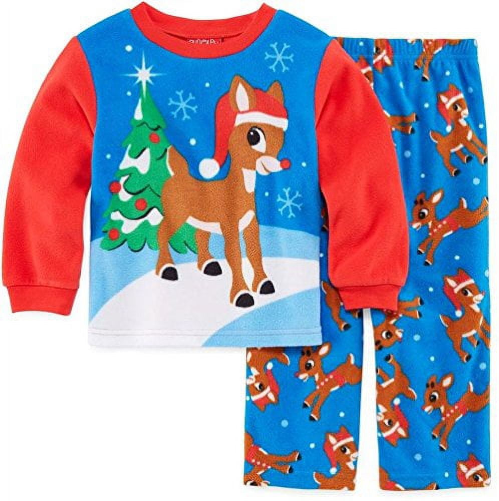 Rudolph The Red-Nosed Reindeer Christmas Santa Fleece Pajama Set (Size ...