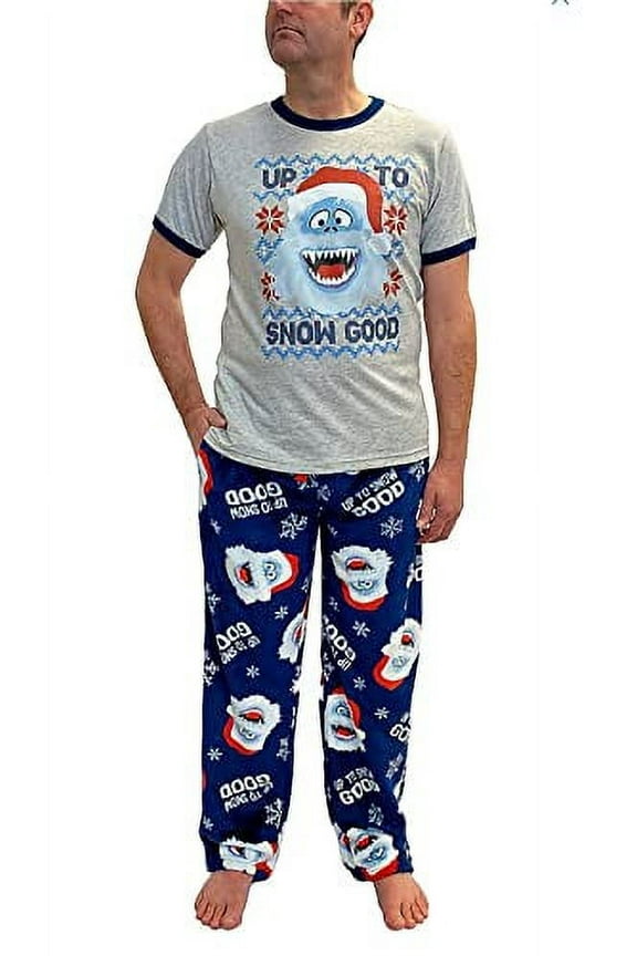 Rudolph The Red Nosed Reindeer Mens 2-Piece Bumble Up To Snow Good Pajama Set L