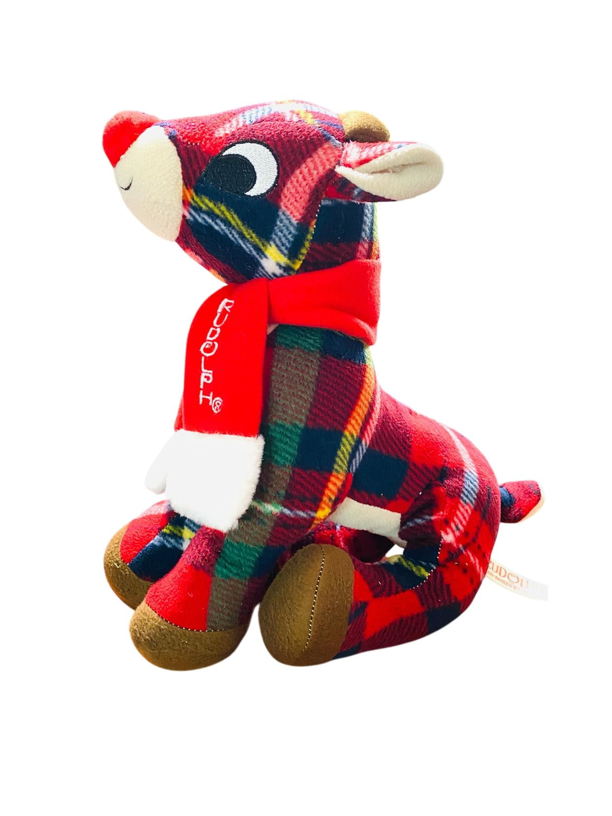 Rudolph The Red-Nosed Reindeer Plaid Plush with Scarf 12"