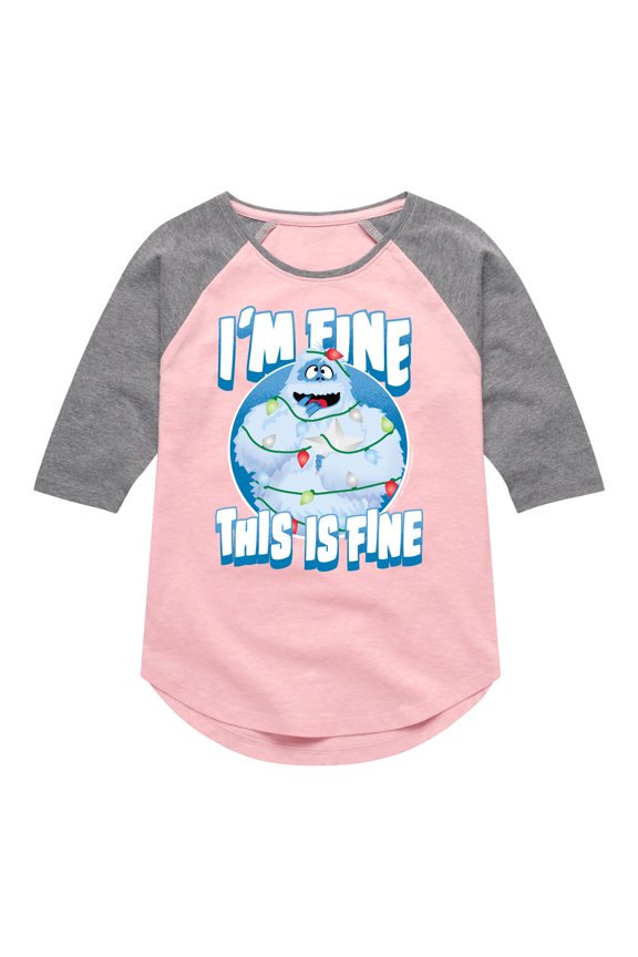 - This Is Fine - Youth Girls Shirt Tail Raglan T-Shirt