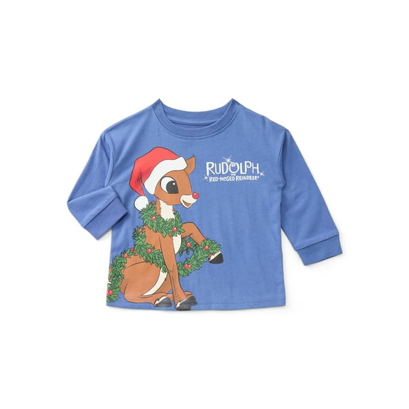 Rudolph Toddler Boys Holiday Graphic Tee with Long Sleeves, Sizes 12M-5T