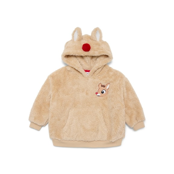 Rudolph the Red-Nosed Reindeer Toddler Girls Plush Cosplay Hoodie, Sizes 12M-5T