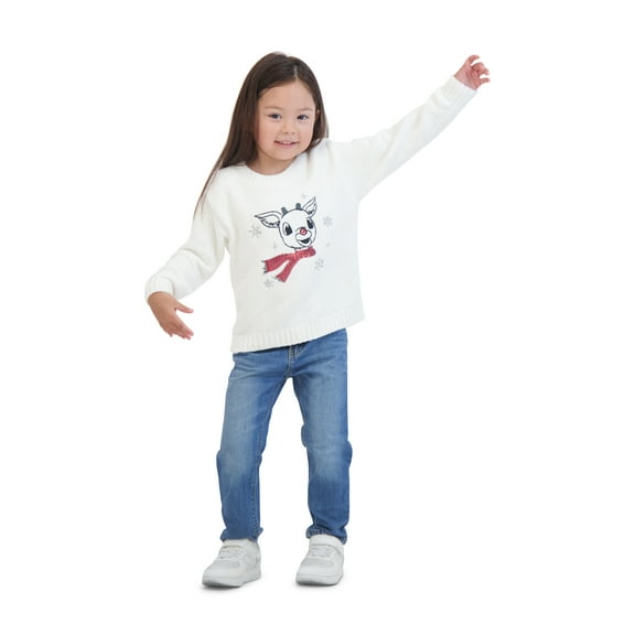 Rudolph Toddler Girls Chenille Sweater, Sizes 12M-5T