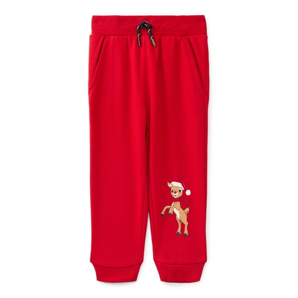 Rudolph the Red Nosed Reindeer Unisex Toddler Holiday Graphic Jogger Pants, Sizes 12M-5T