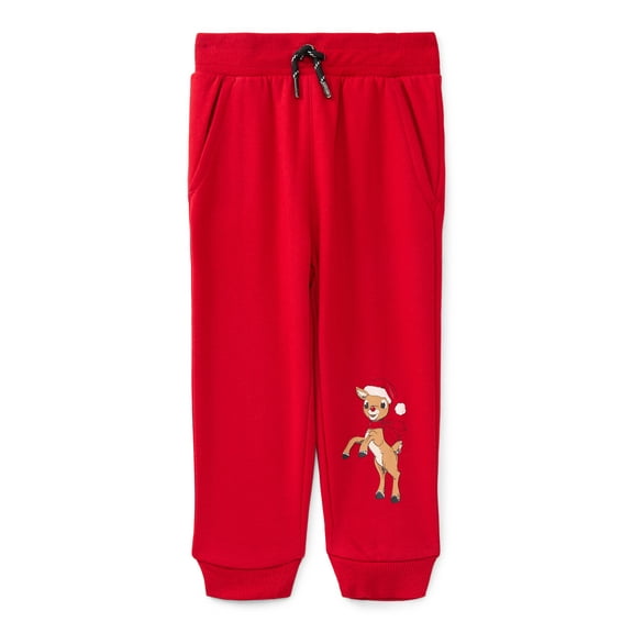 Rudolph the Red Nosed Reindeer Unisex Toddler Holiday Graphic Jogger Pants, Sizes 12M-5T