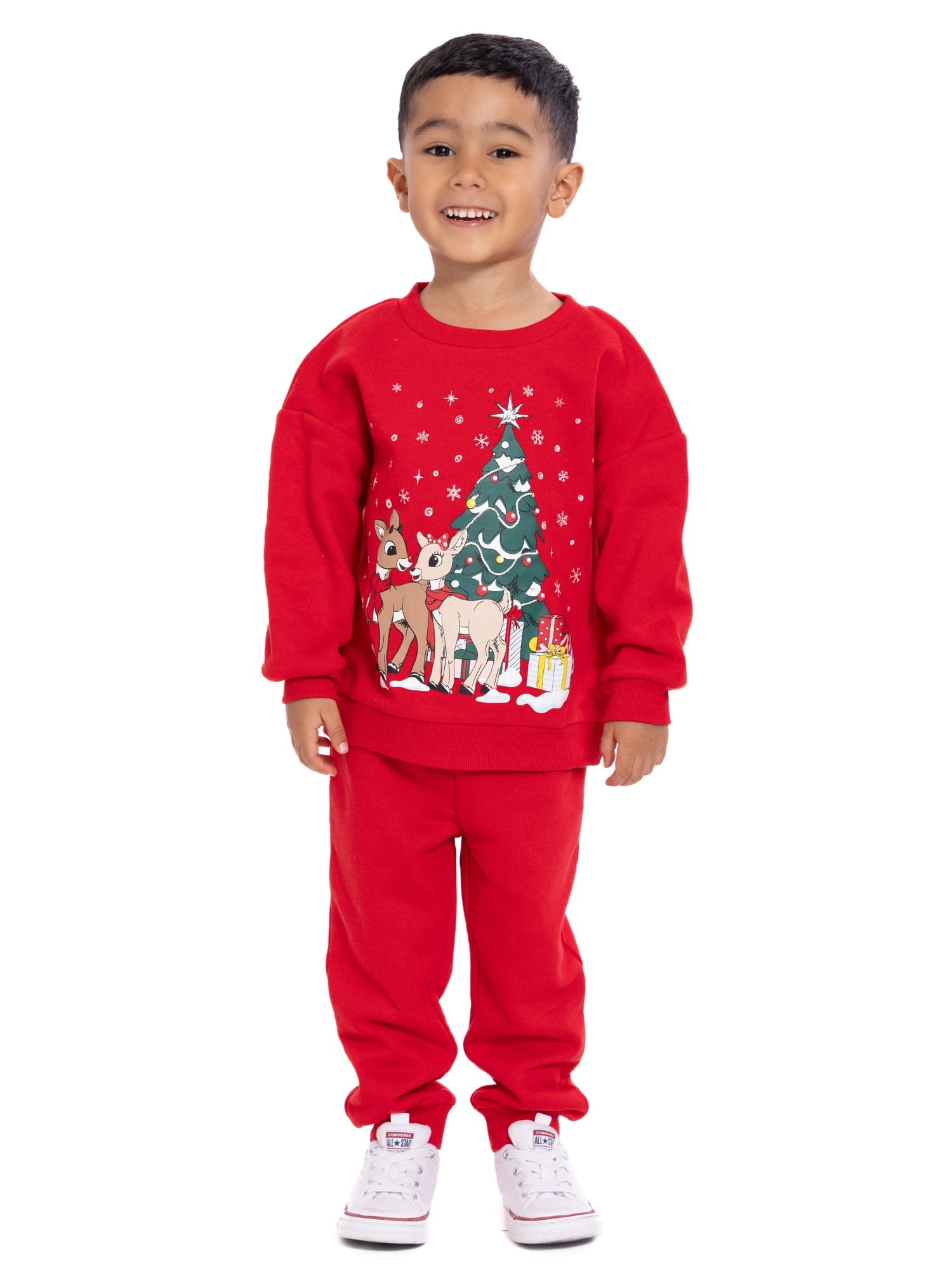 Rudolph Toddler Long Sleeve Graphic Crewneck with Matching Jogger Pant, 2 Piece Set, Sizes 12M-5T