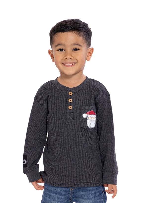 the Red-Nosed Reindeer Toddler Boys Thermal Henley Shirt with Long Sleeves, Sizes 12M-5T