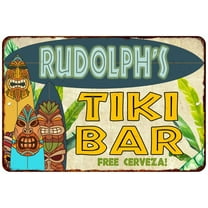 Rudolph's TIKI BAR Island Sign Metal Wall Decor 8 x 12 High Gloss Metal 208120058422