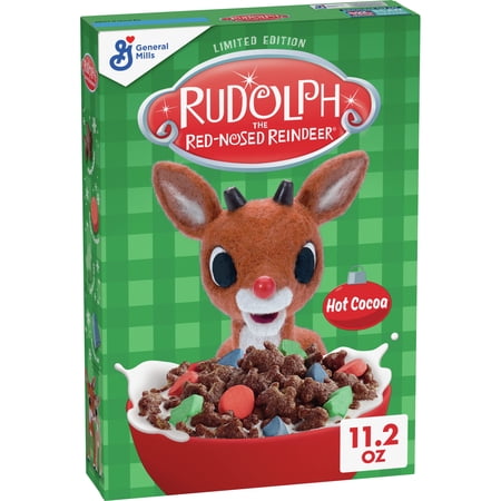 Rudolph the Red-Nosed Reindeer Breakfast Cereal, Crispy Cereal with Marshmallows, 11.2 oz