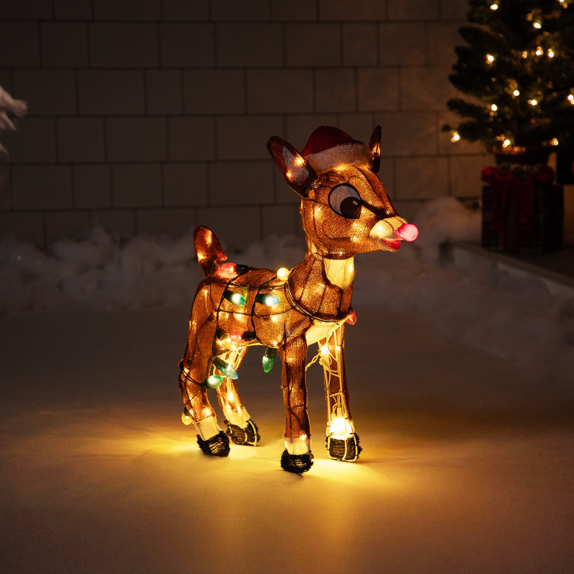 Northlight Lighted Rudolph with C9 String Lights Outdoor Christmas Decoration - 24"
