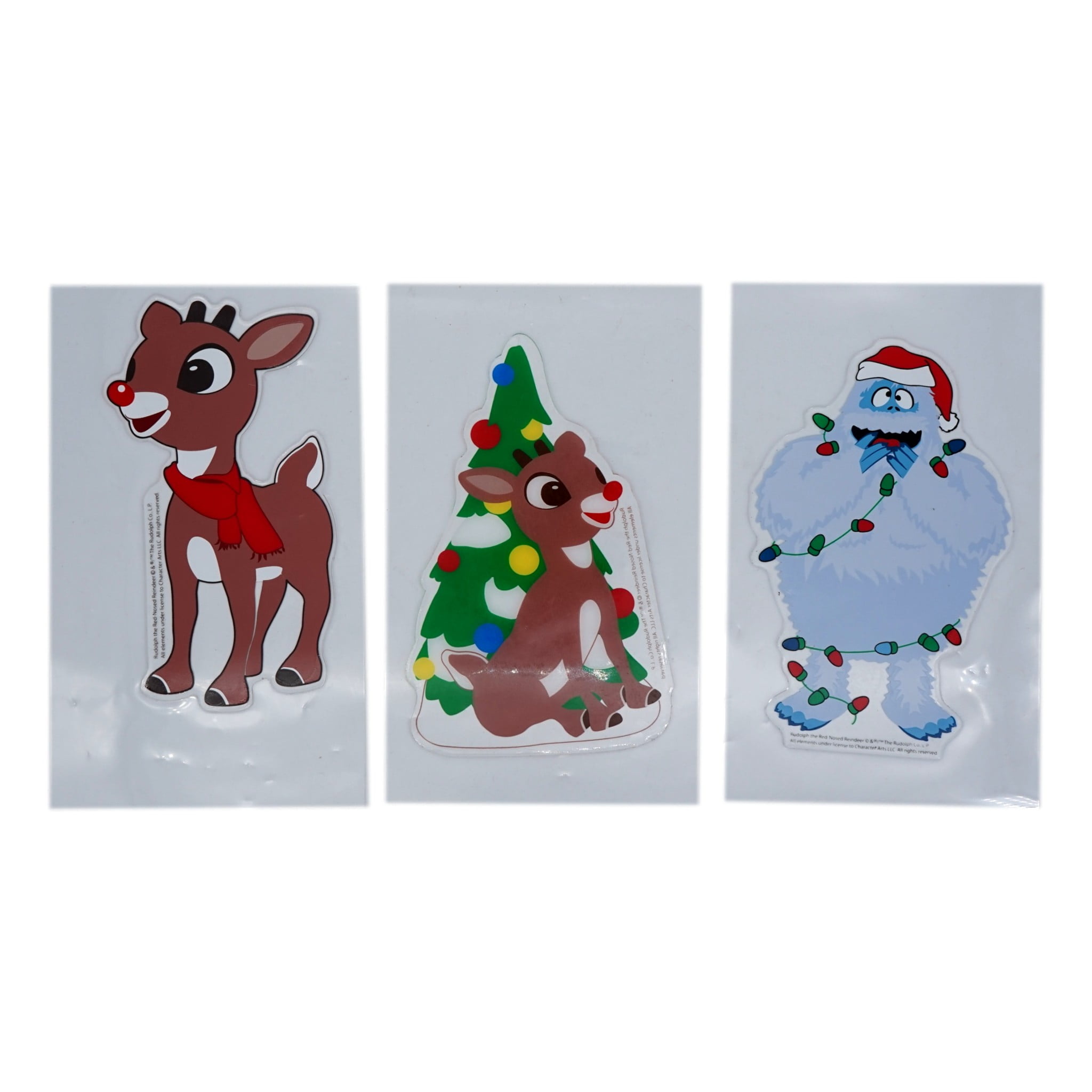 Rudolph the Red Nosed Reindeer Christmas Gel Window Cling 3 Pack Bumble