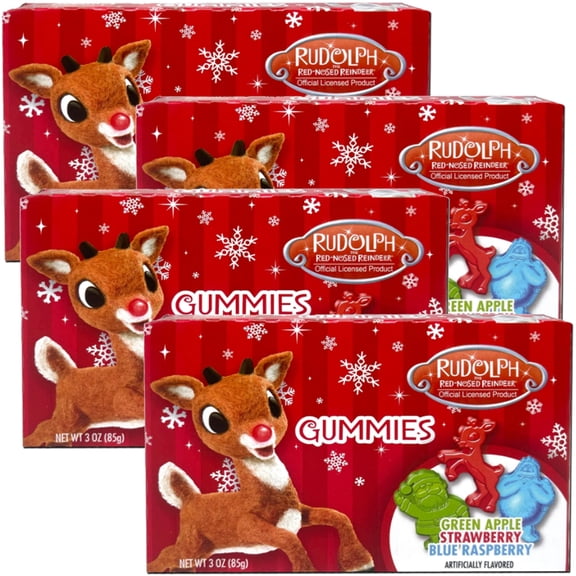Rudolph the Red-Nosed Reindeer Gummies  Holiday Candy  4 Pack (12 oz Total)