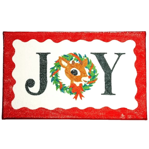 Rudolph the Red Nosed Reindeer Joy Christmas Bath Rug with Non-Skid Back, 31x20