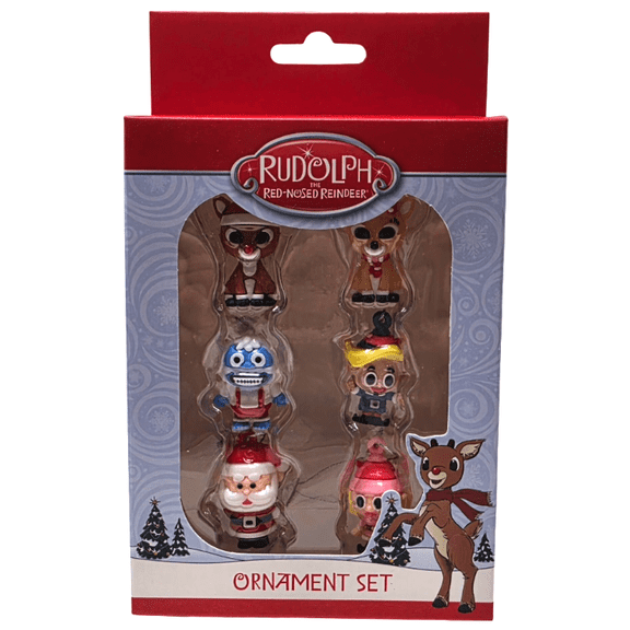 Rudolph the Red Nosed Reindeer Set of 6 Mini Christmas Tree Ornaments