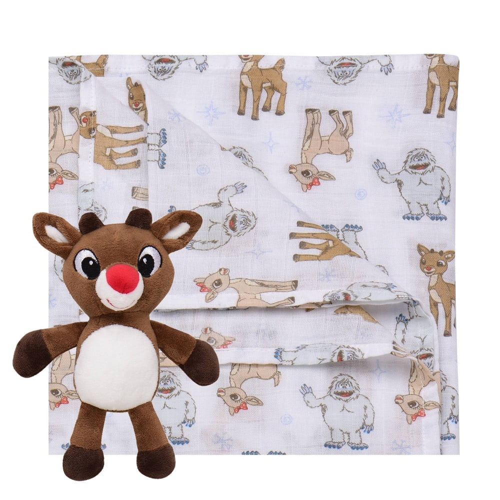 Rudolph the RedNosed Reindeer Swaddle Plush and Blanket Baby Toy