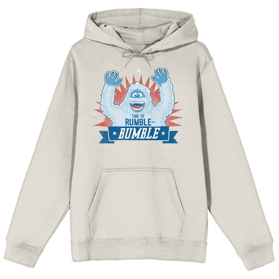 Rudolph the Red-Nosed Reindeer Time To Rumble With Bumble Men's Sand Graphic Hoodie-Large