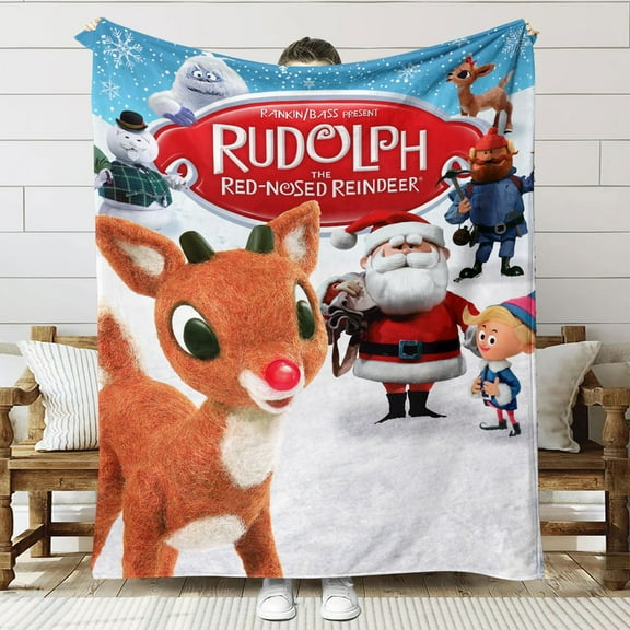 Rudolph the Red Nosed Throw Blanket Gifts for Fans Lover Girls Boys Women Present Hoodie Him Bed 50"x60"