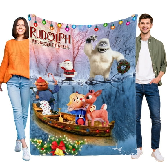 Rudolph the Red Nosed Throw Blanket Gifts for Fans Lover Girls Boys Women Present Hoodie Him Bed 60"x80"