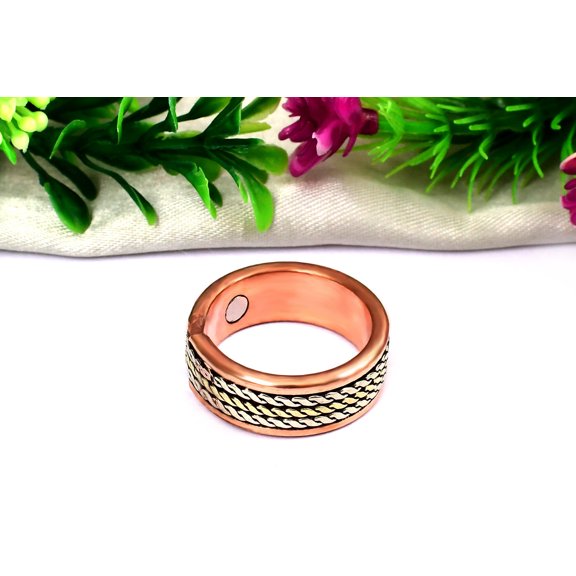 Rudra Centre Copper Ring in Silver and Copper Rope Pattern