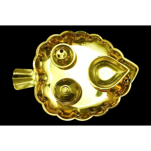 Rudra Centre Leaf Shaped Puja Plate in Brass