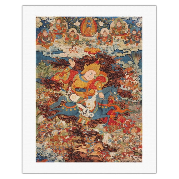 Rudra Chakrin - The Last King of Shambhala - Vintage Tibetan Thangka Buddhist Painting c.1800s - Fine Art Rolled Canvas Print 20in x 26in
