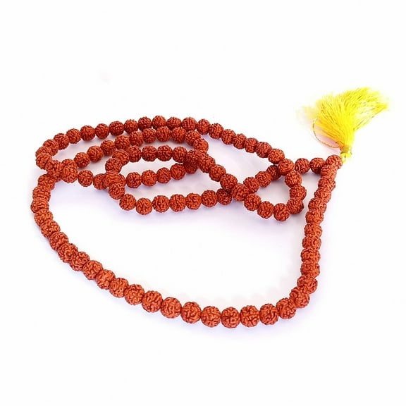 Rudraksha Mala 108+1 Beads Prayer Jaap Mala Necklace Hindu Spirituals Rosery For Gift-48 inch (8-10mm)