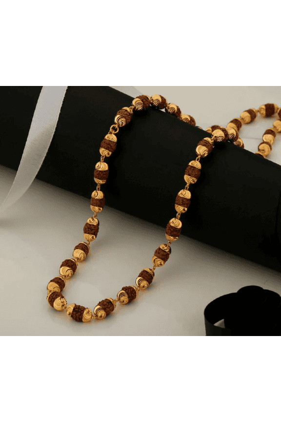 Rudraksha Necklace Chain Mala 5face(Panchmukhi) Genuine Rudraksha Beads Spiritual Healing Necklace