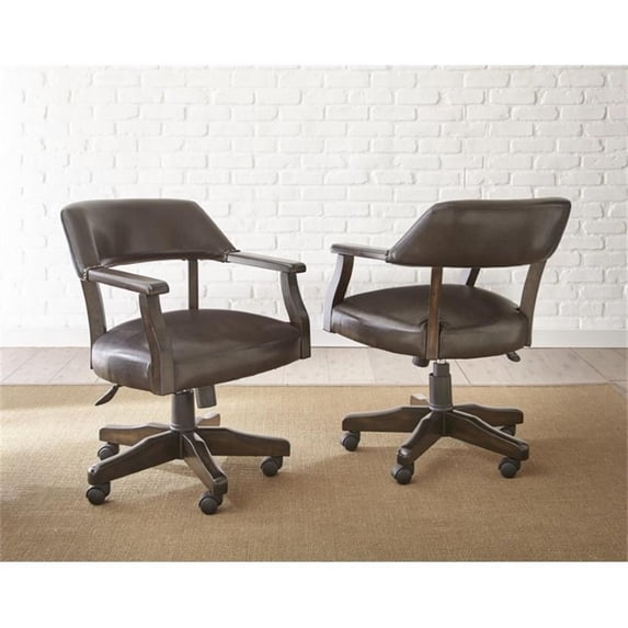 Rudy Adjustable Faux Leather Game Chair in Medium Walnut