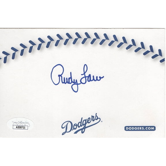 Rudy Law Signed Autographed Index Card Los Angeles Dodgers JSA AD30721