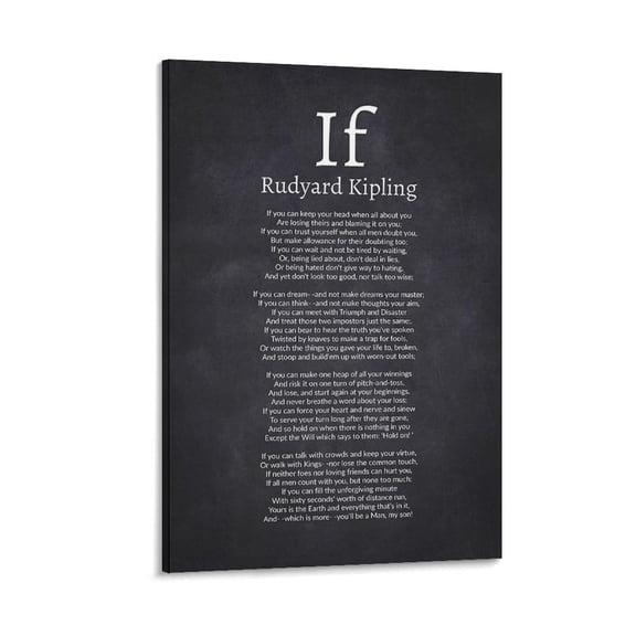 IF Rudyard Kipling Motivational Inspirational Black Painting On Canvas Wall Art Poster Scroll Picture Print Living Room Walls Decor Home Posters 12x18inch(30x45cm)