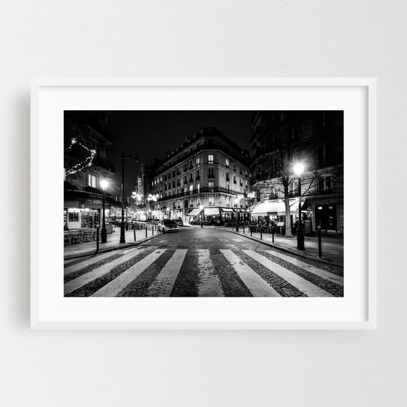 Rue Jean Du Bellay B&W - Paris France Photography White Framed Wall Art Print 12 x 18 inches