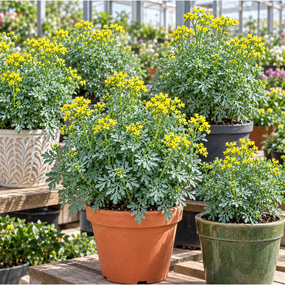 Rue Ruda Plant Live for Planting, Herb Live Plant , 4-6 Inch Tall, 2 Plant in a 4 Inch Pot, No Ship CA