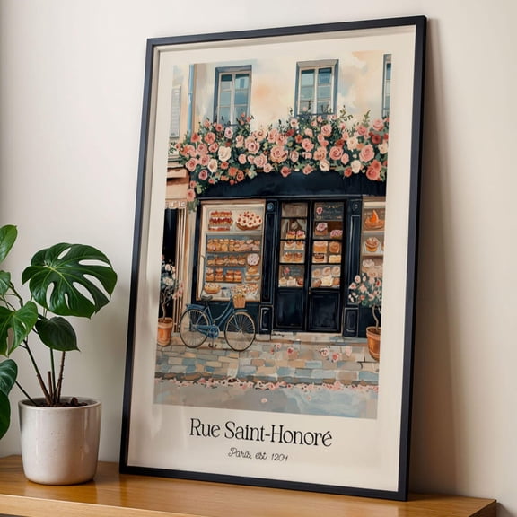 Rue Saint-Honoré French Bakery Poster Paris Patisserie Wall Art Black Storefront Print Poster Vintage Pastry Shop Decor Romantic Wall Art Poster, Size 16x24 UNFFRAMED F03.1.6l1782