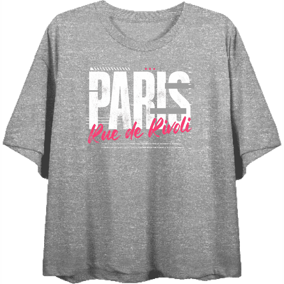 Rue de Rivoli Paris Women's Heather Gray Crew Neck Short Sleeve Top-Medium