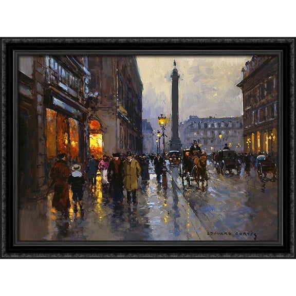 Rue de la Paix 38x28 Large Black Ornate Wood Framed Canvas Art by Edouard Cortes