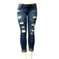 thumbnail image 1 of Rue21 Juniors Womens Blue Denim Jeans Destroy Skinny Ripped Distressed Pants, 1 of 4